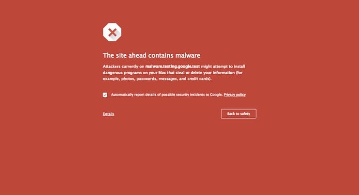 Google Malware Warning Page