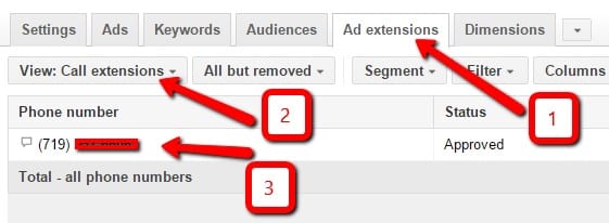 how to add your phone number in adwords